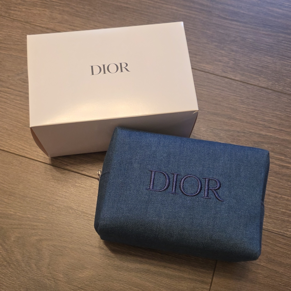 Dior Denim Embroidered Cosmetic Pouch